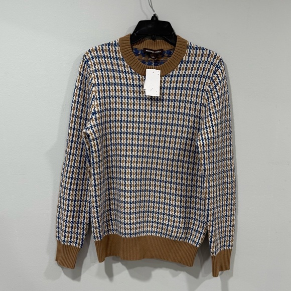 Michael Kors crewneck sweater featuring a colorful houndstooth pattern Small Men